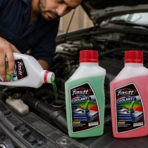 FASTT Engine Coolant red and green bottles for car radiator protection. Anti Freeze Anti Heat, Anti Rust. 1 L