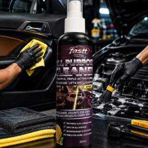 FASTT All Purpose Cleaner effectively removes dirt, grease, stains, fingerprints, and grime from interior and exterior surfaces while leaving a clean, fresh, residue-free finish for cars, home, kitchen, and office use.
